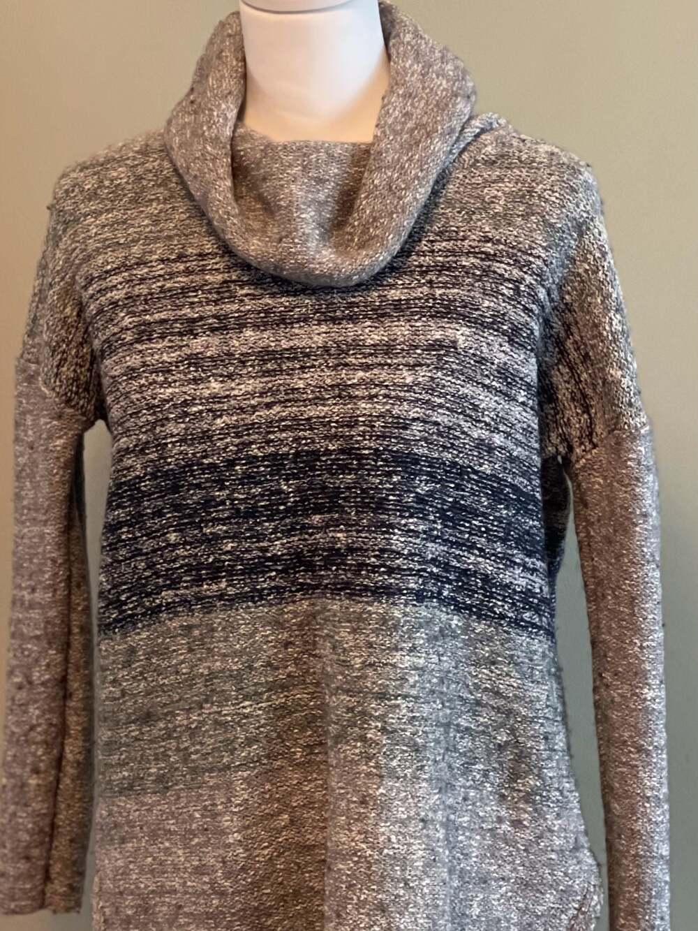 J.Jill Cozy Marled Stripe Cowl Neck Pullover‎ Sweater Sz.S - Picture 4 of 7